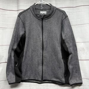 Marc New York Andrew Marc Herringbone Fleece Jacket Women's XL Gray Zip Up